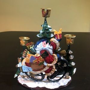 Metal Santa candle holder Christmas decor